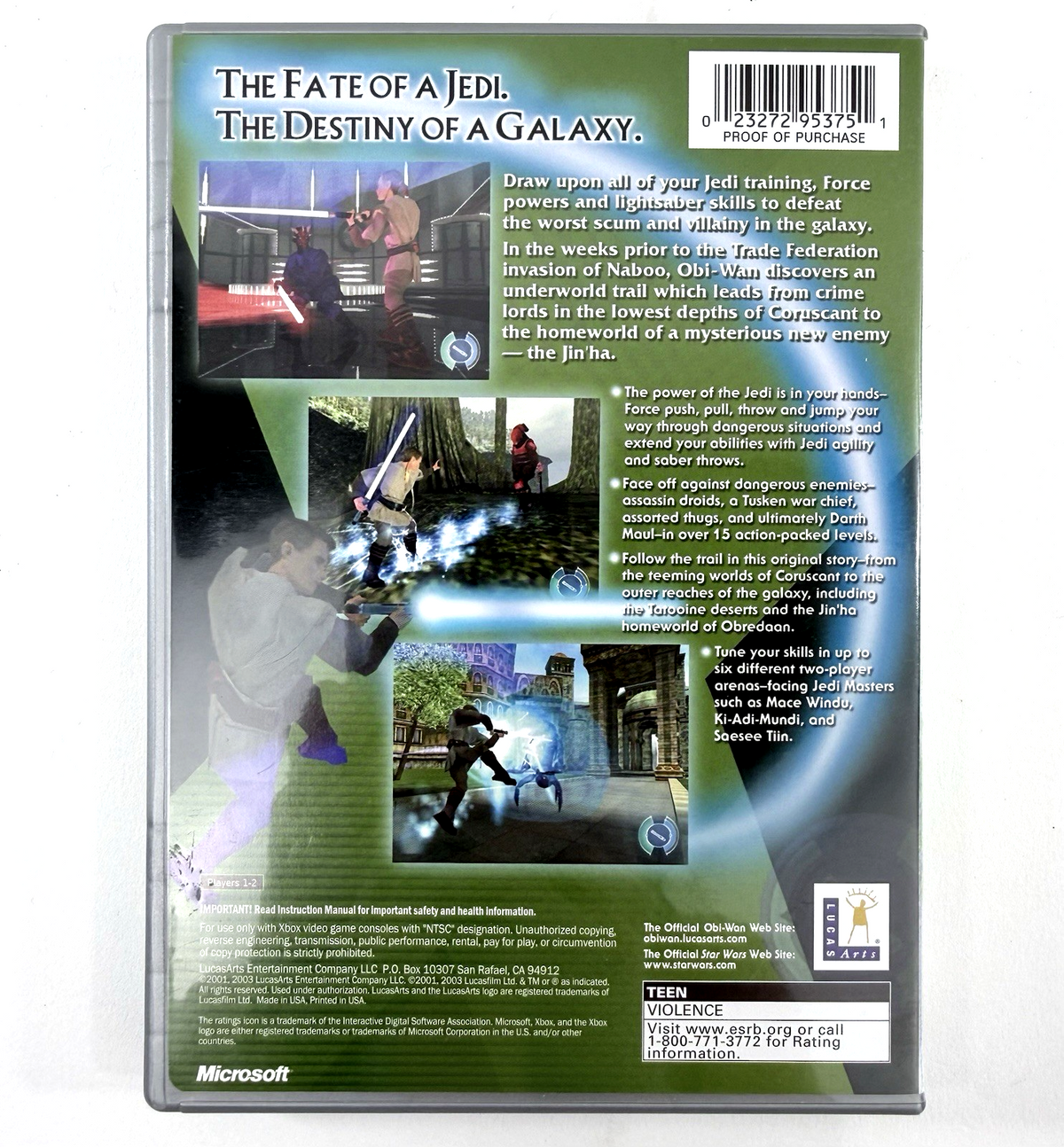 Star Wars: Obi-Wan (Microsoft Xbox, 2001) Game Case Manual Registration - Tested