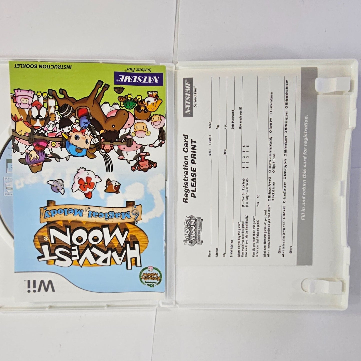 Harvest Moon: Magical Melody (Nintendo Wii, 2008) Game Case Manual - Tested