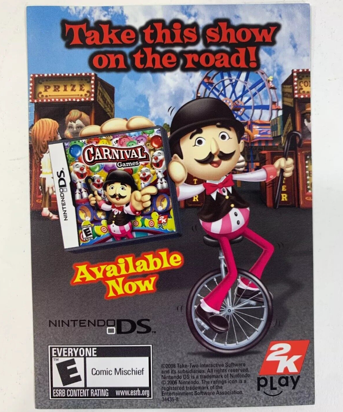 Carnival Games (Nintendo Wii, 2007) Game Case Manual Insert - Tested