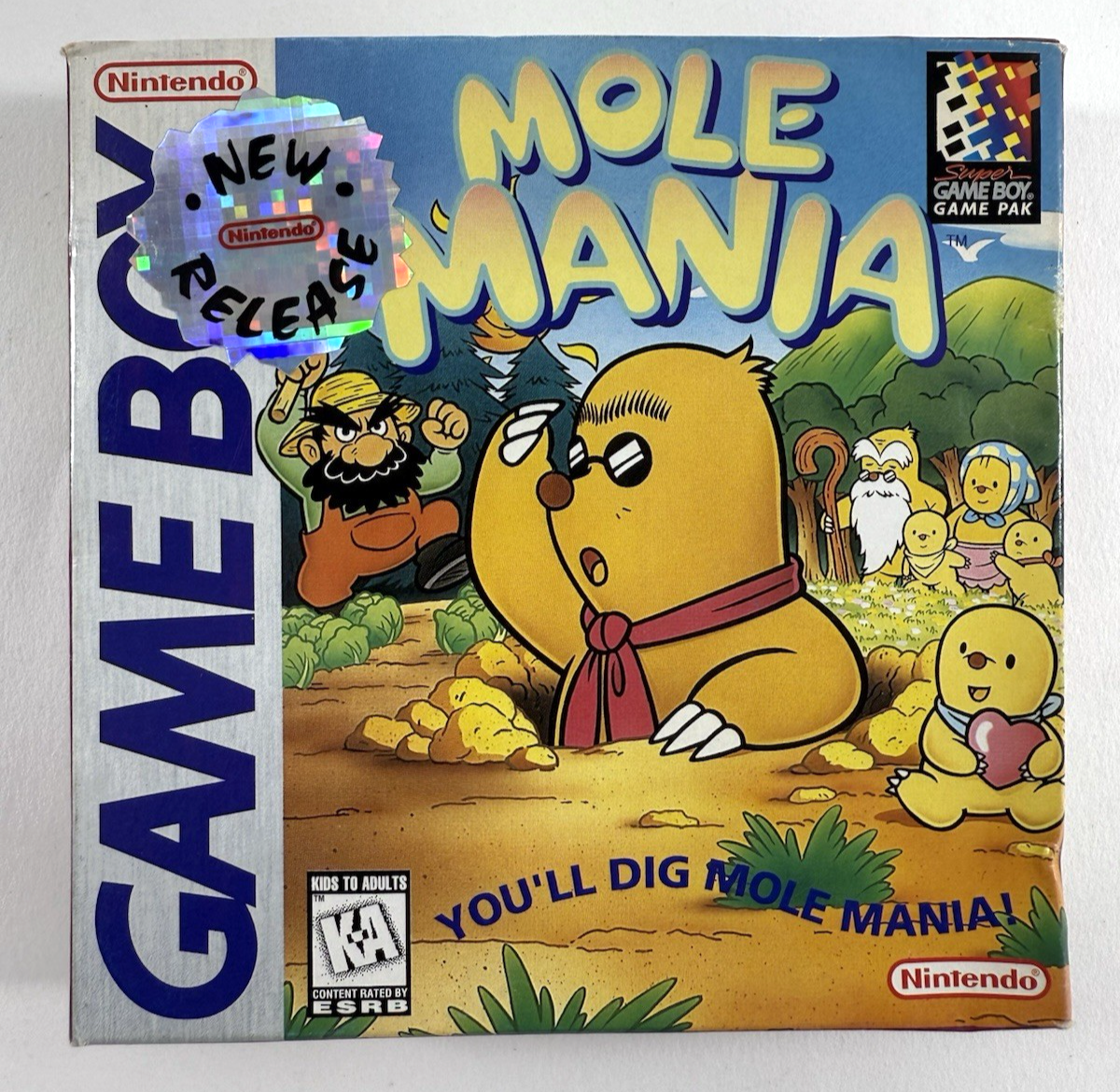 Mole Mania (Nintendo Gameboy, 1997) Game Case Manual Inserts - Tested