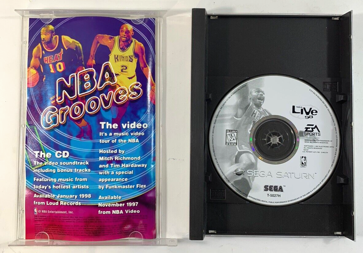 NBA Live 98 (Sega Saturn, 1997) Game Case Manual - Tested and Working