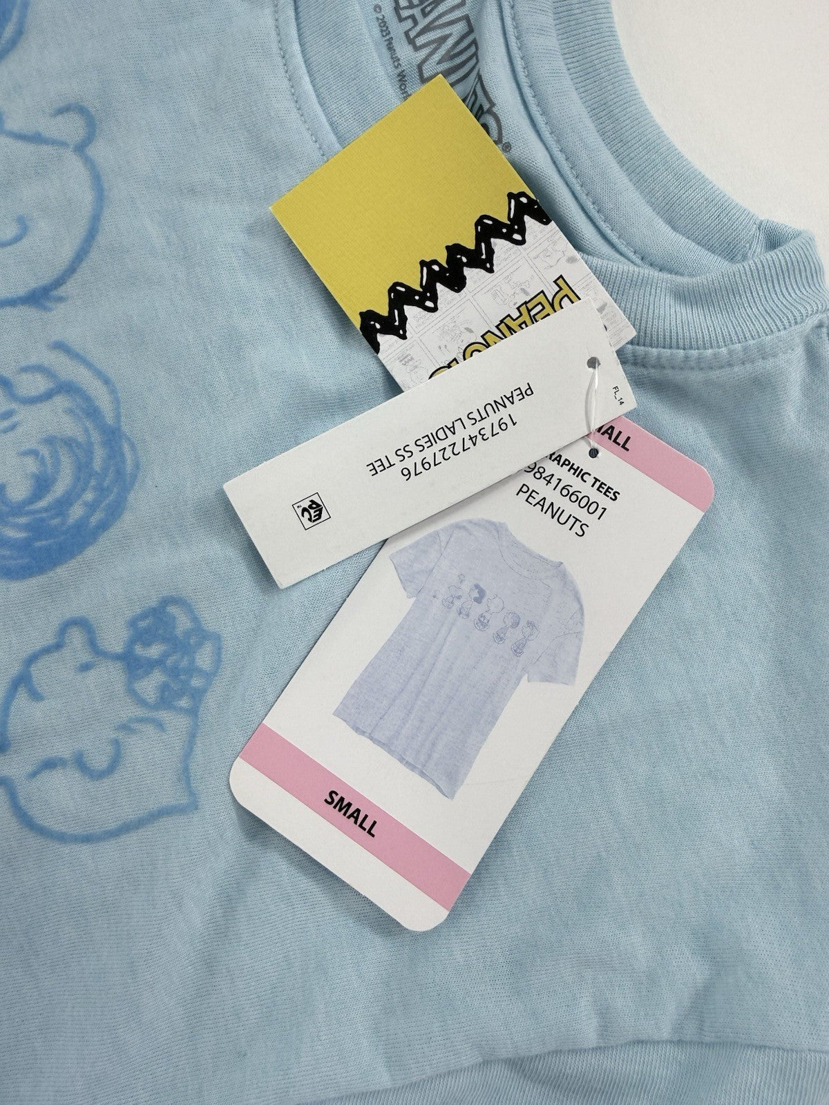 Peanuts 2023 Adult Small Light Blue Graphic Character T-Shirt - New with Tags
