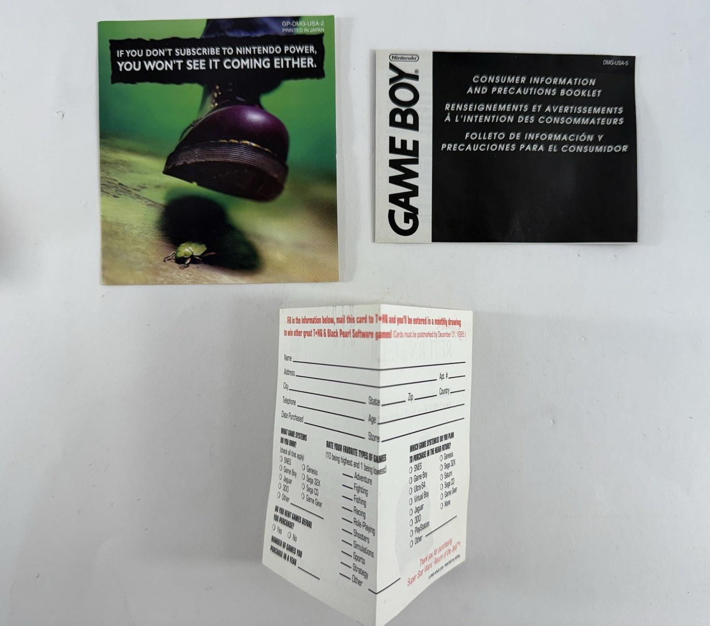 Super Star Wars: Return of the Jedi (GameBoy, 1995) Game Box Manual Inserts Reg