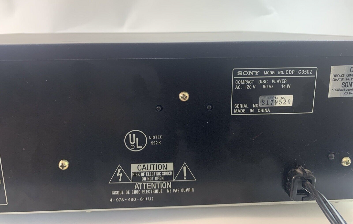 Sony CDP-C350Z CD Changer 5 Compact Disc Player HiFi Stereo Vintage Home Audio
