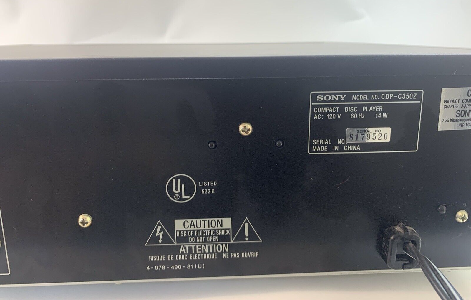 Sony CDP-C350Z CD Changer 5 Compact Disc Player HiFi Stereo Vintage Home Audio