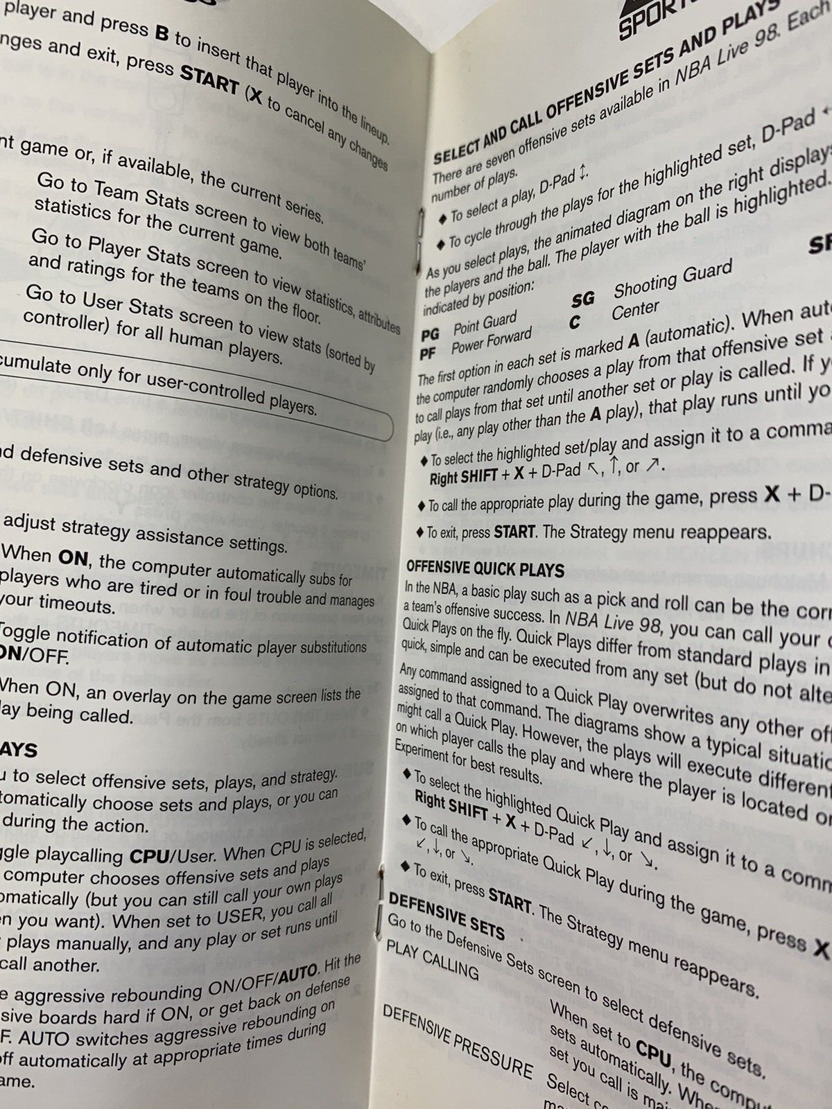 NBA Live 98 (Sega Saturn, 1997) Game Case Manual - Tested and Working