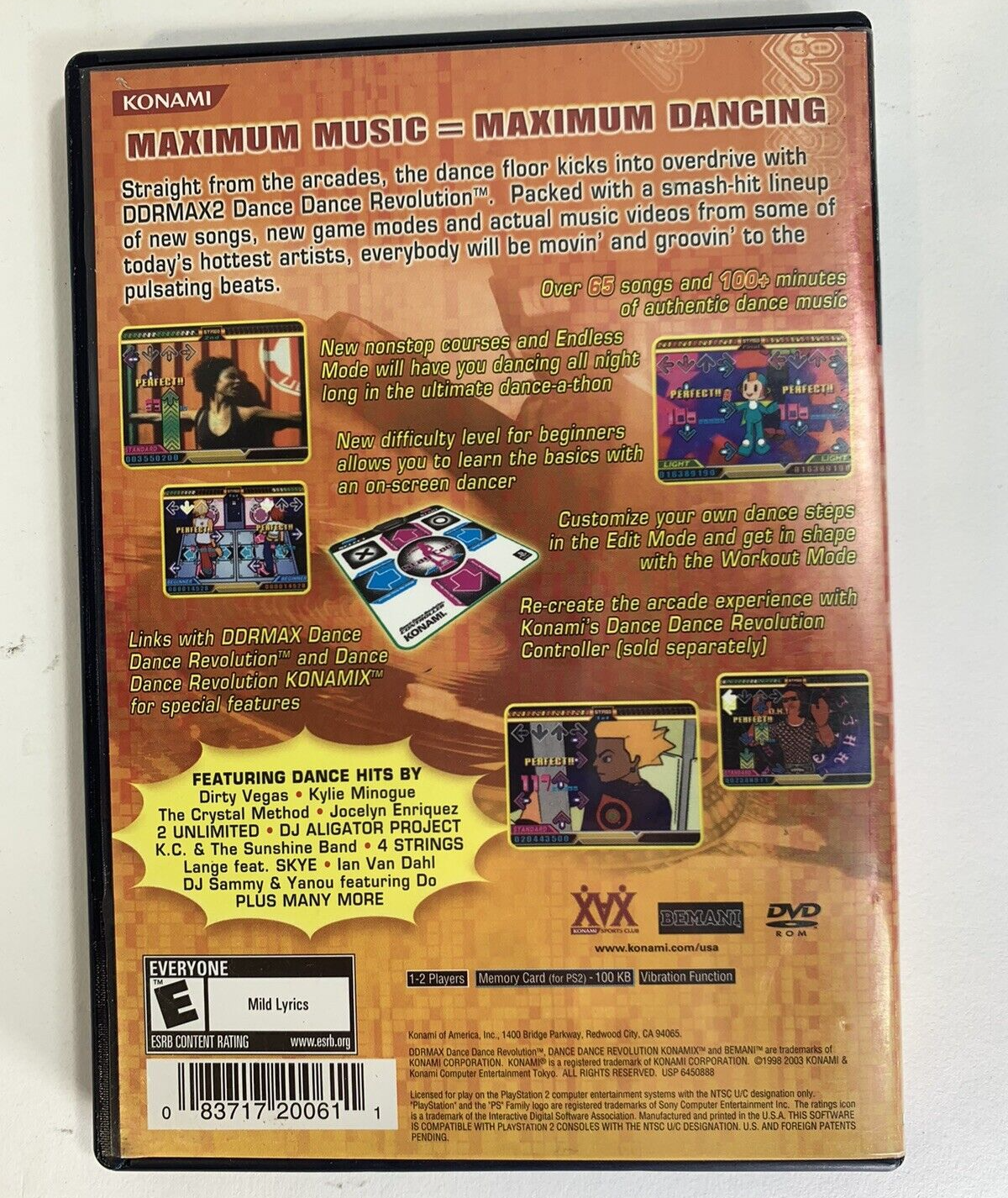 DDRMAX2: Dance Dance Revolution (Sony PlayStation 2, 2003) Game Case Manual