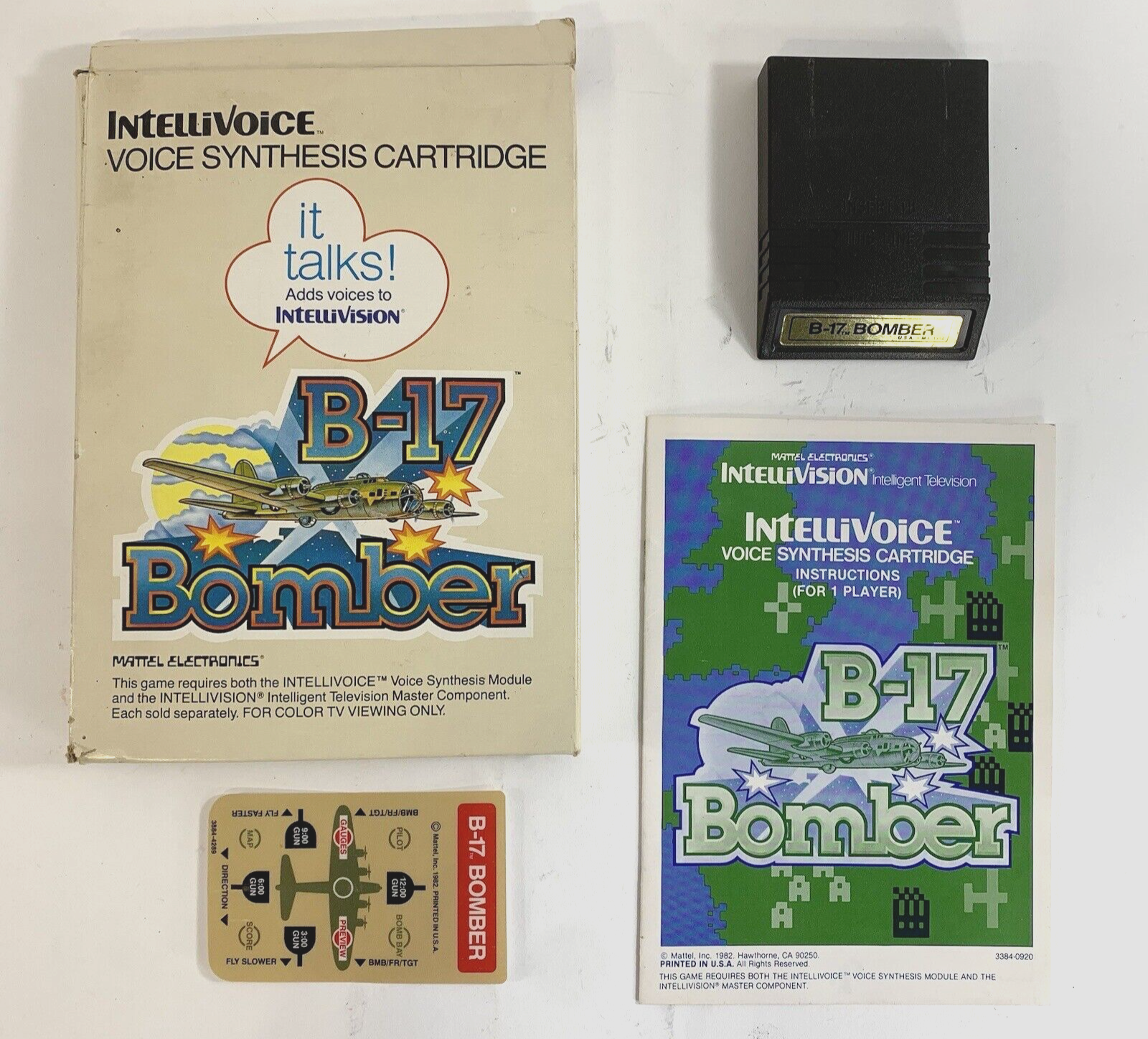 B-17 Bomber (Intellivision, 1982) Game Box Manual Overlay