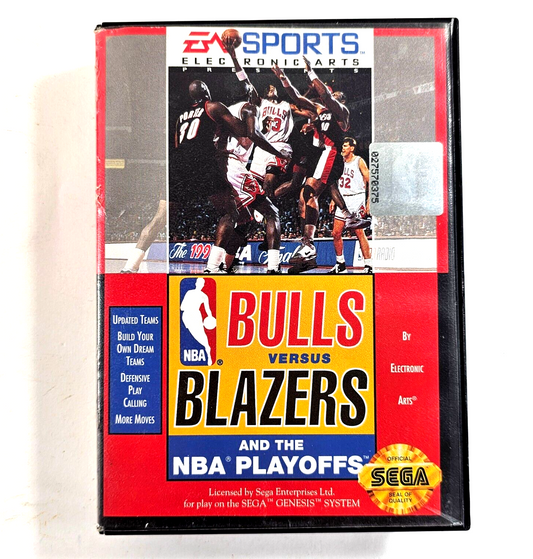 Bulls vs. Blazers and the NBA Playoffs (Sega Genesis, 1993) Game & Case - Tested