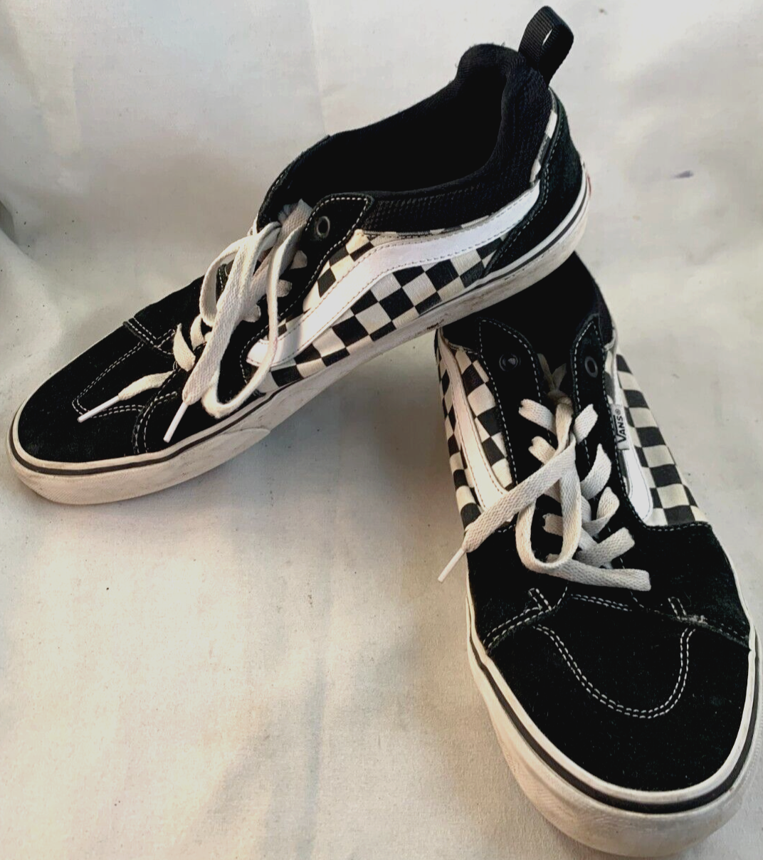 VANS Off the Wall Size 11.5 Mens Black and White Checkerboard Lace-Up Shoes