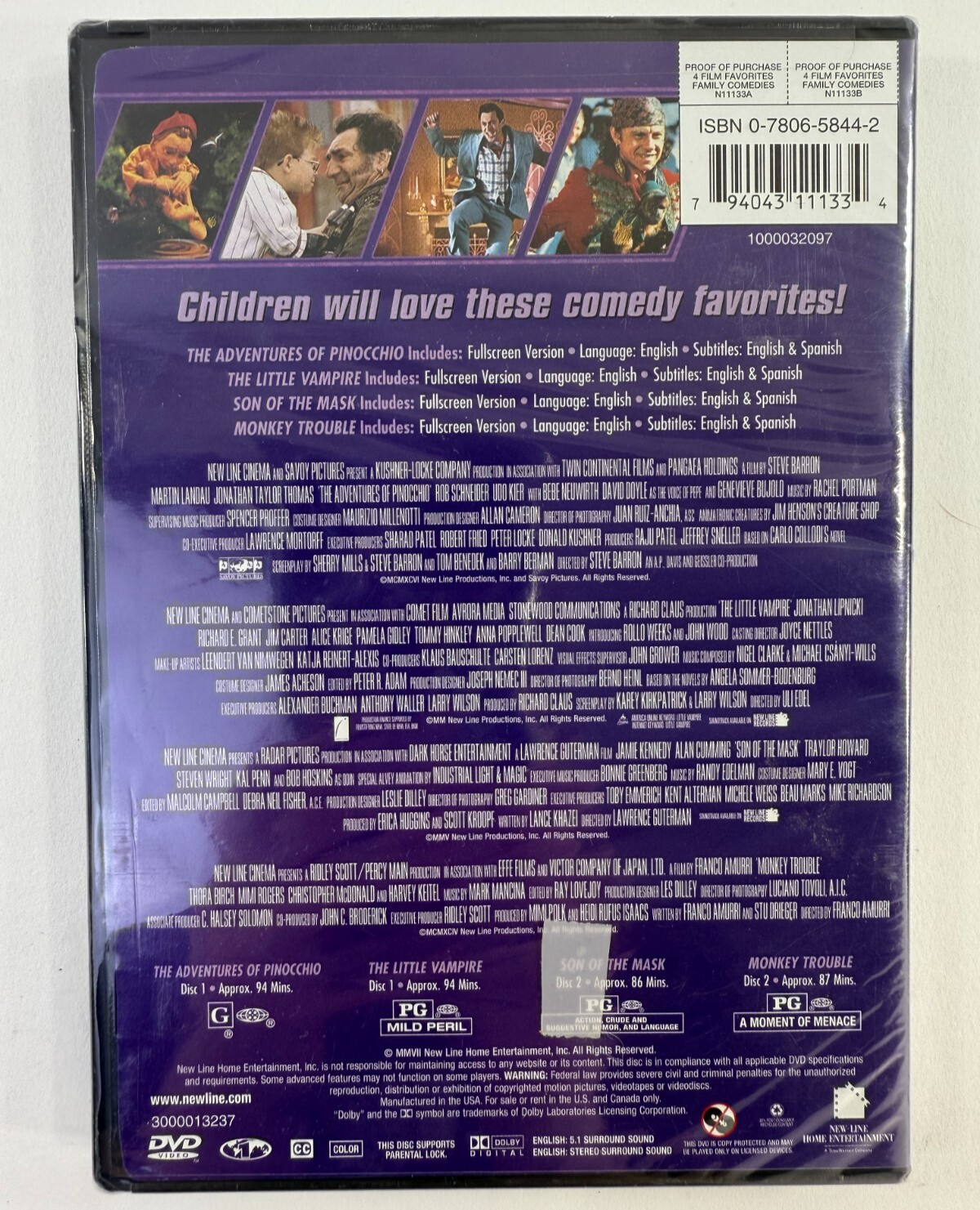 4 Film Favorites: Family Comedies (DVD, 2007) New, Factory Sealed