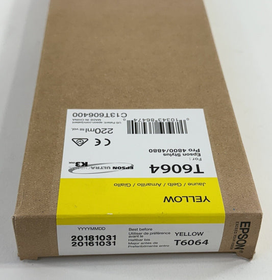 Epson UltraChrome K3 T606 Yellow Ink Cartridge (C13T606400) Sealed  Exp 7/2018