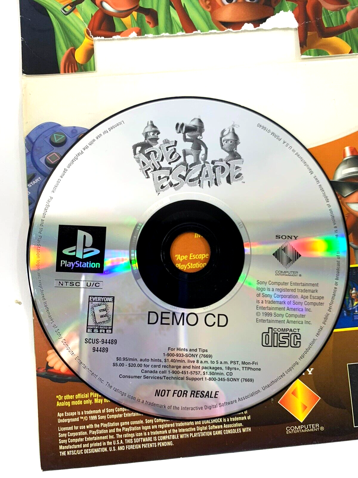 Ape Escape (PlayStation 1, 1999) Underground Magazine Demo Disc & Sleeve - Works