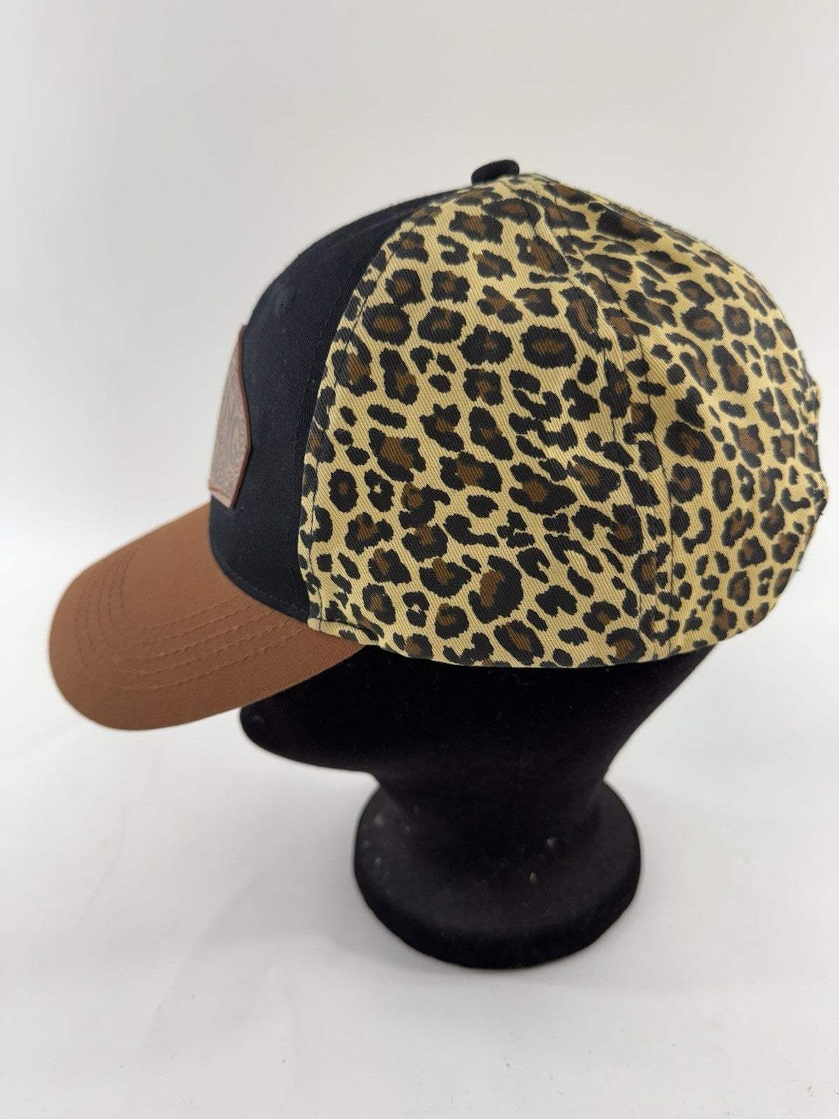 Blessed Girl 'Amazing Grace' Leopard Print and Leather One Size Baseball Cap