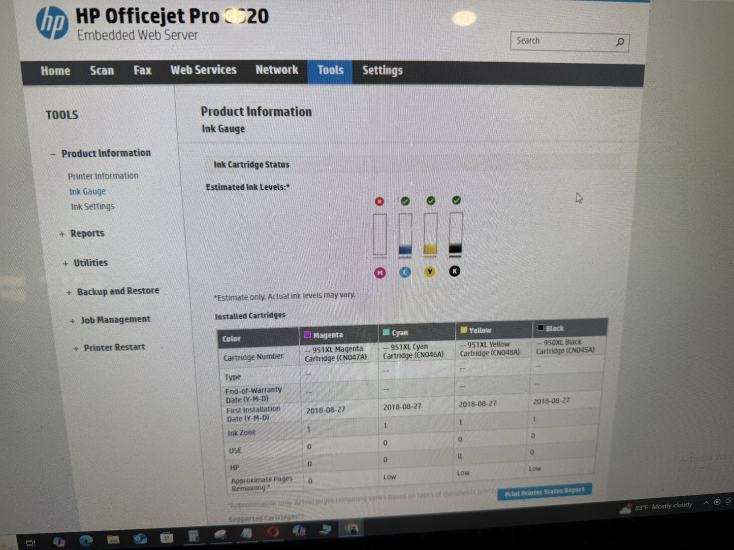 HP Officejet Pro 8625 e-All-in-One Printer - Tested and Working