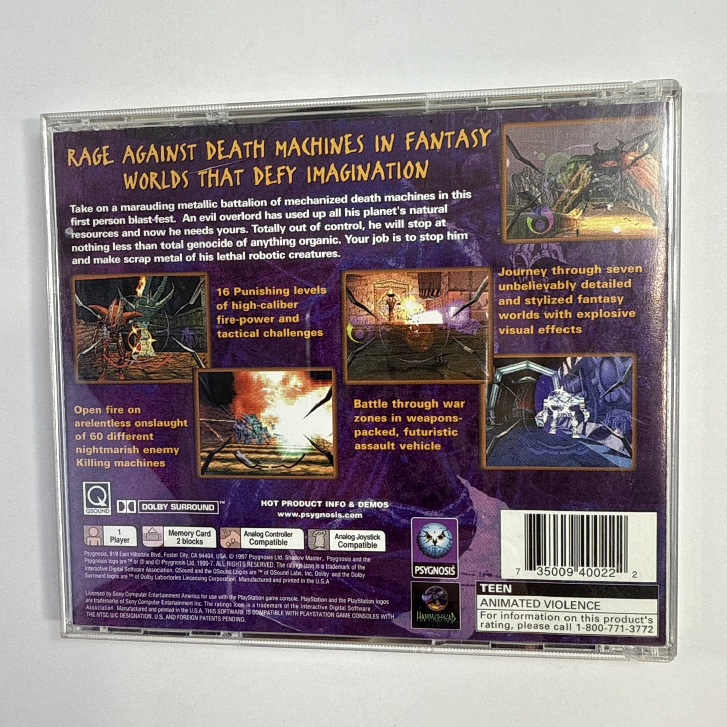 Shadow Master (Sony Playstation 1, 1997) Game Case Manual