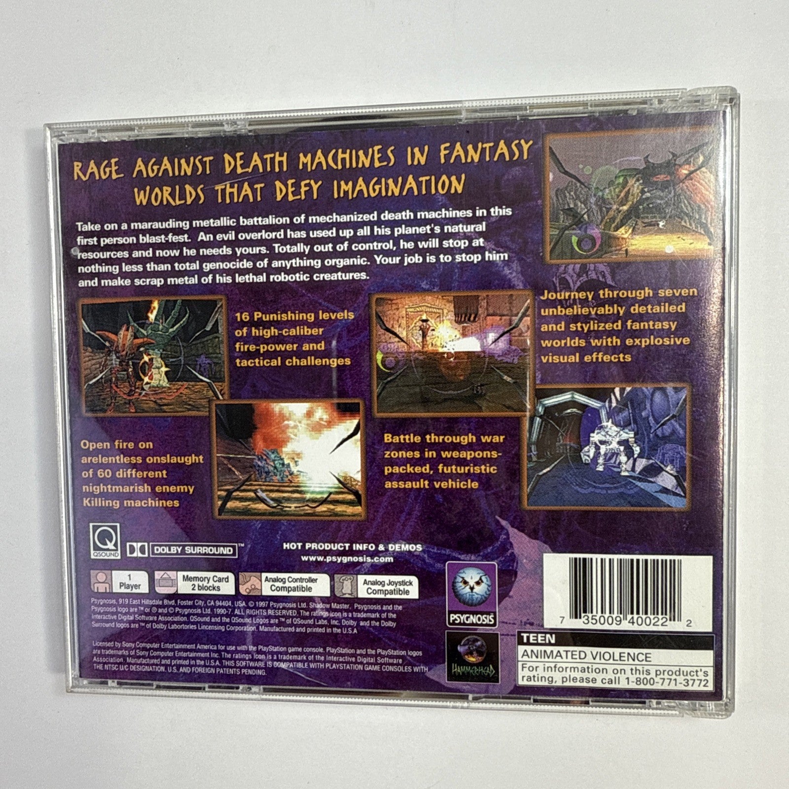 Shadow Master (Sony Playstation 1, 1997) Game Case Manual