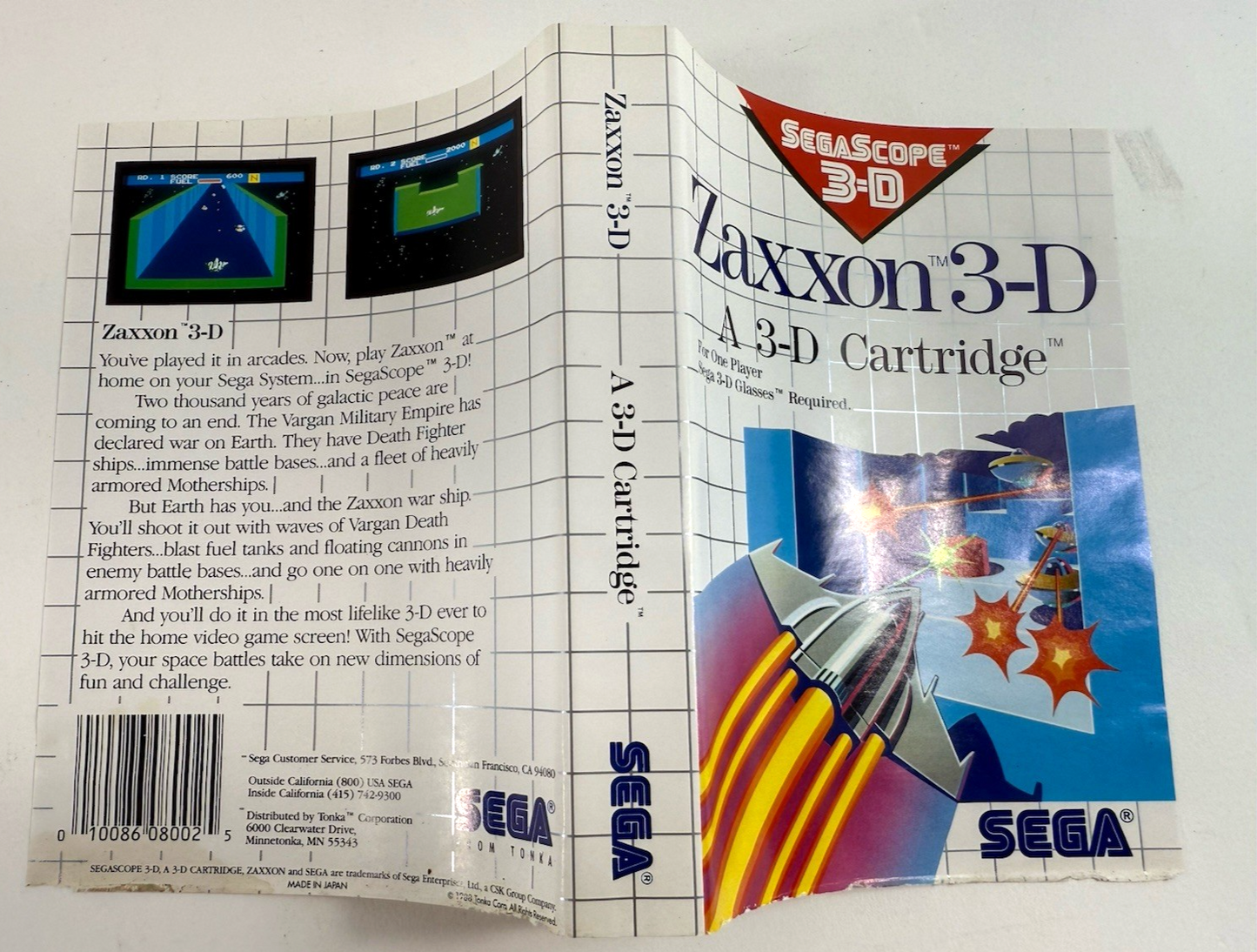 Zaxxon 3-D (Sega Master System, 1988) Game, Case, and Poster - Tested
