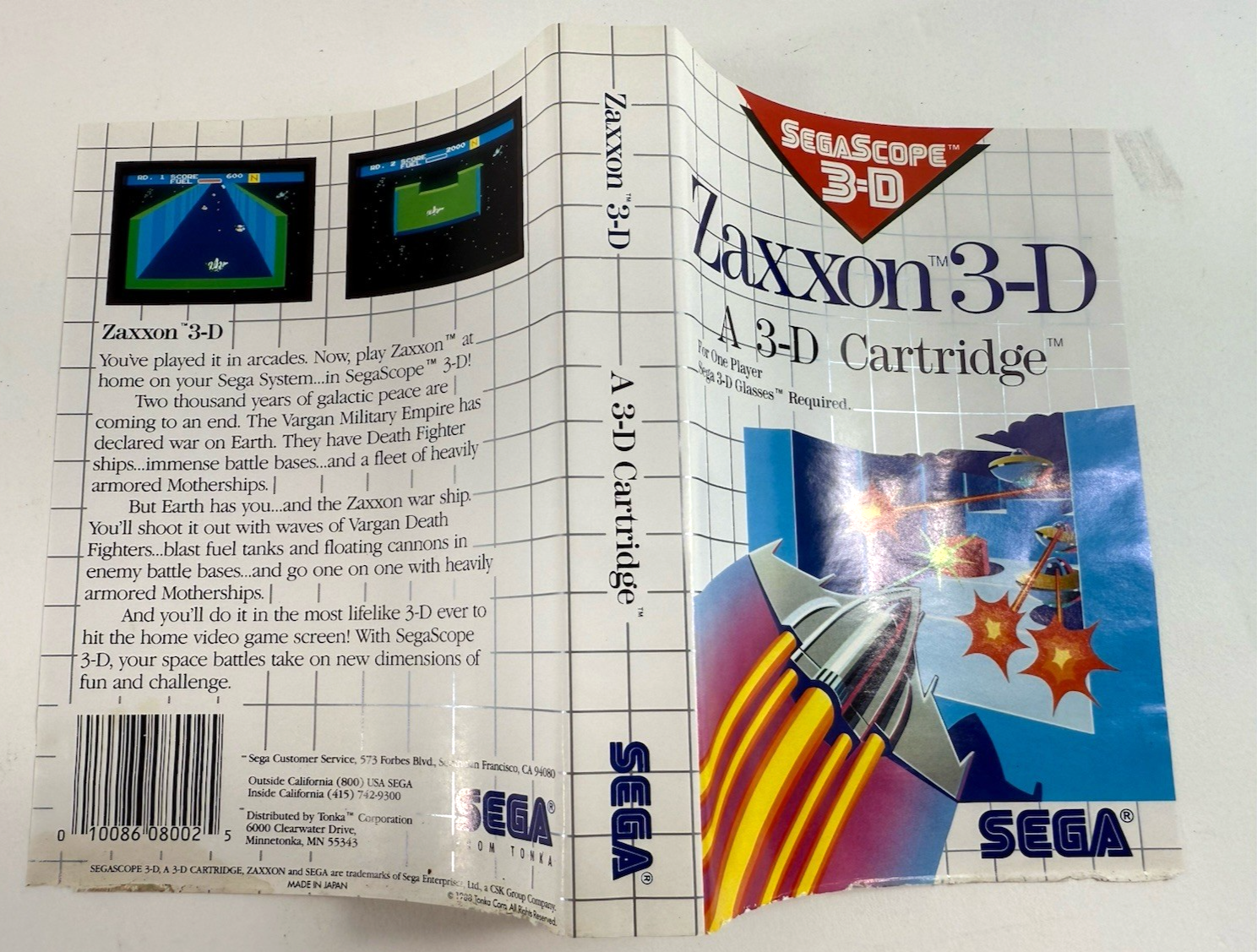 Zaxxon 3-D (Sega Master System, 1988) Game, Case, and Poster - Tested