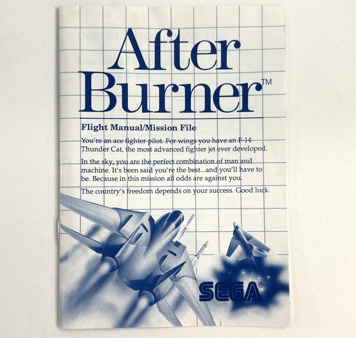 After Burner (Sega Master System, 1988) Game Case Manual Poster - Tested