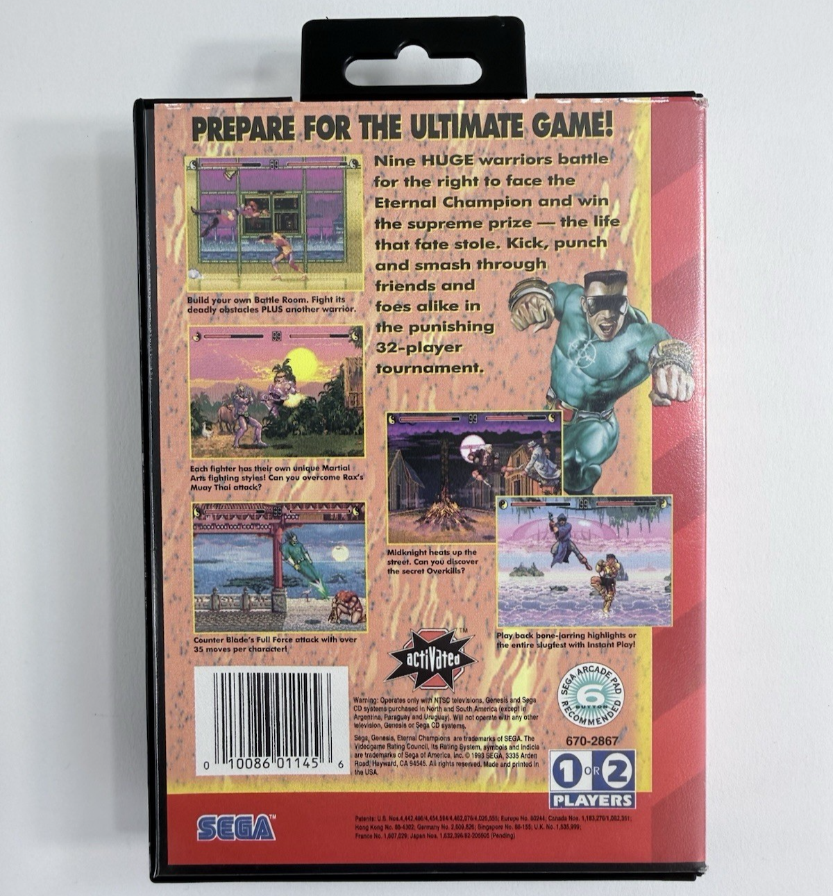 Eternal Champions (Sega Genesis, 1993) Game, Case, Manual, Insert - Tested