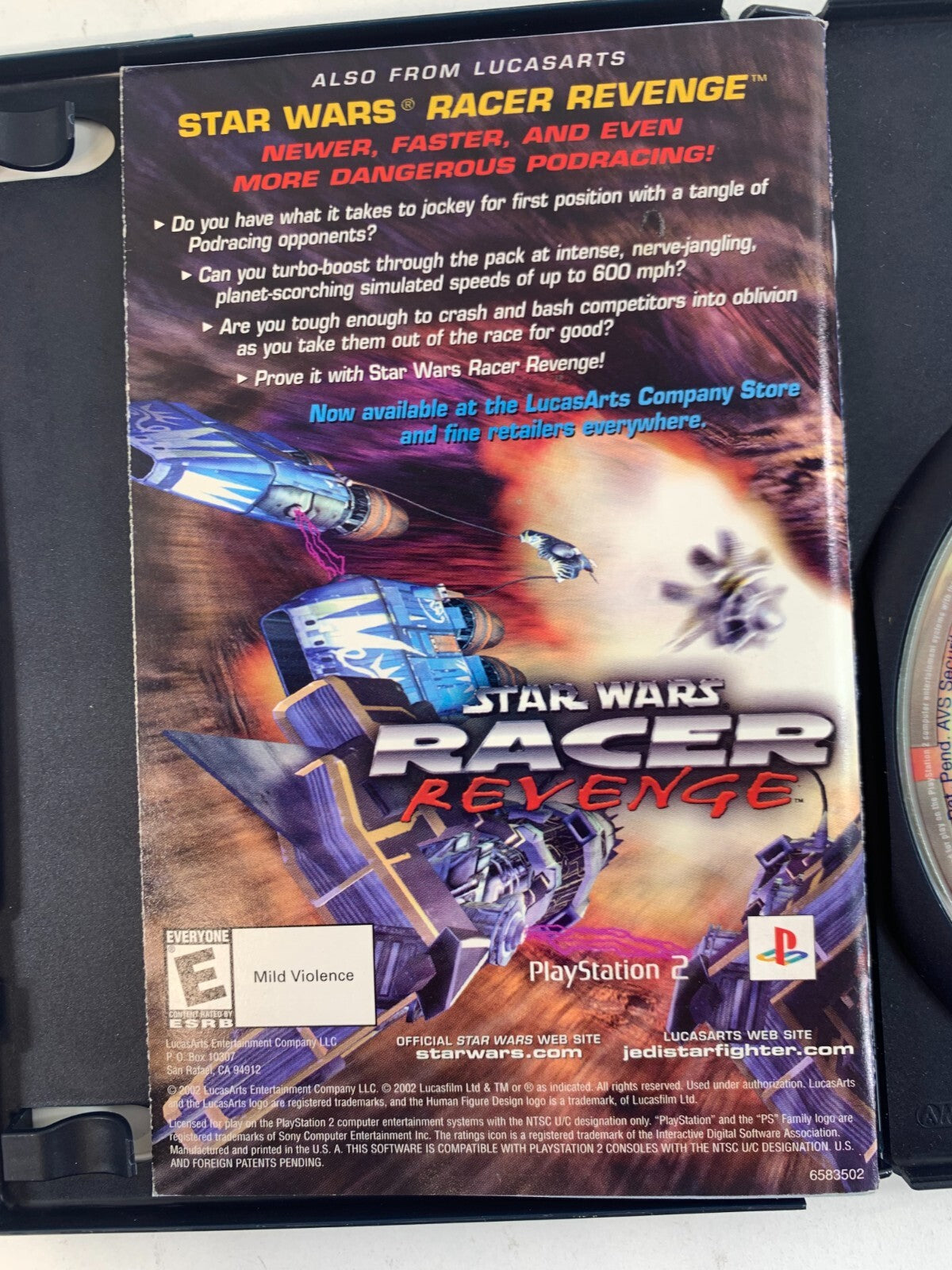 Star Wars: Jedi Starfighter (Sony PlayStation 2, 2002) Game Case Manual CIB