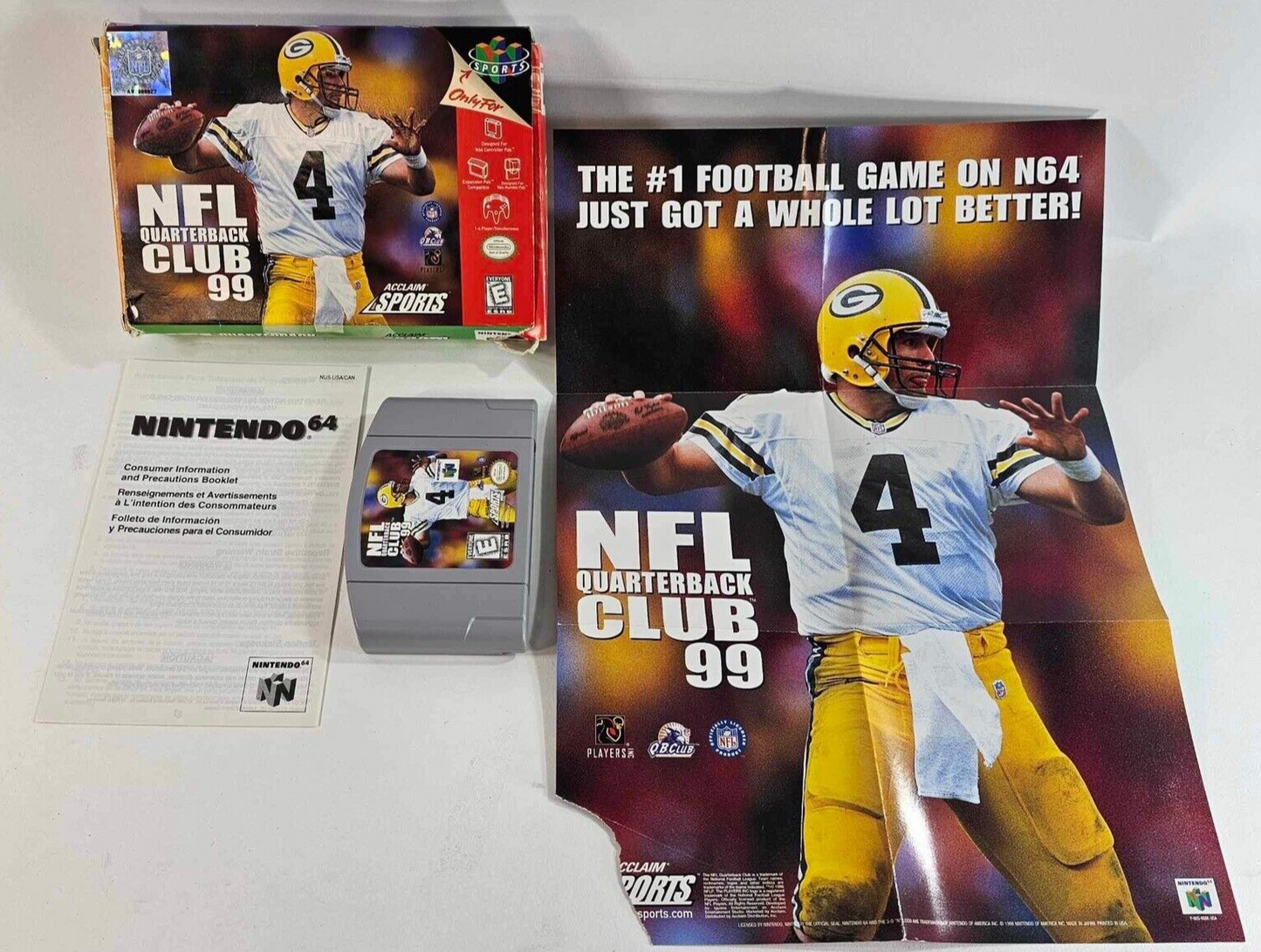 NFL Quarterback Club 99 (Nintendo 64, 2000) Game Box Poster Insert - Tested