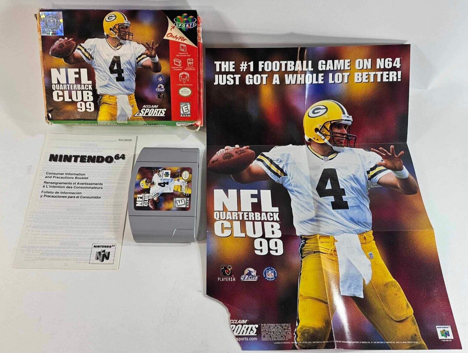 NFL Quarterback Club 99 (Nintendo 64, 2000) Game Box Poster Insert - Tested