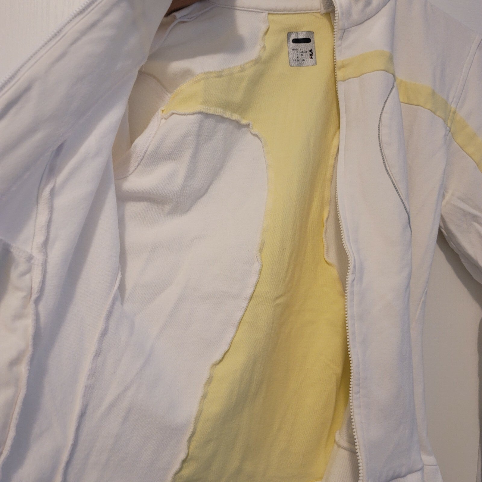 FILA Women's Large White and Yellow Full Zip Sports Jacket