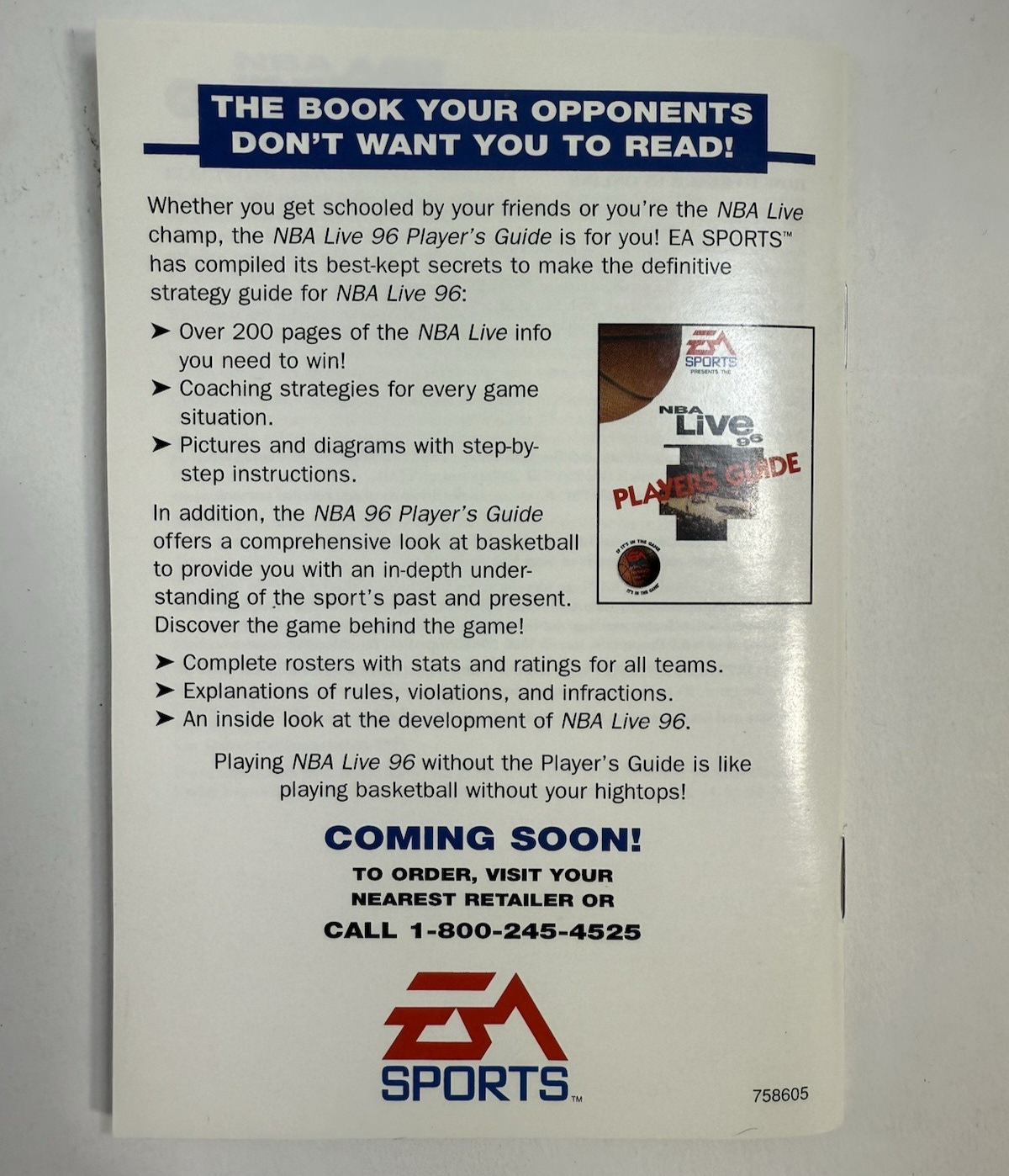 NBA Live 96 (Sega Genesis, 1995) Game Case Manual Inserts Registration - Tested