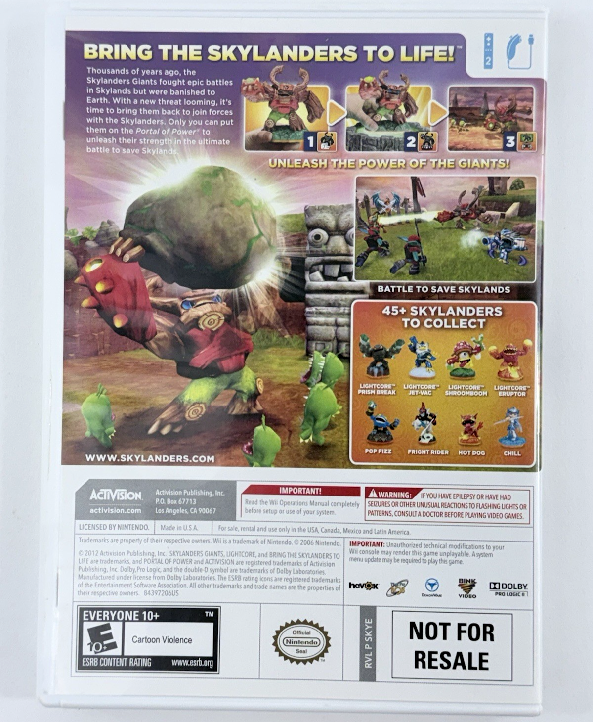 Skylanders: Giants (Nintendo Wii, 2012) Game, Case, & Manual - Tested