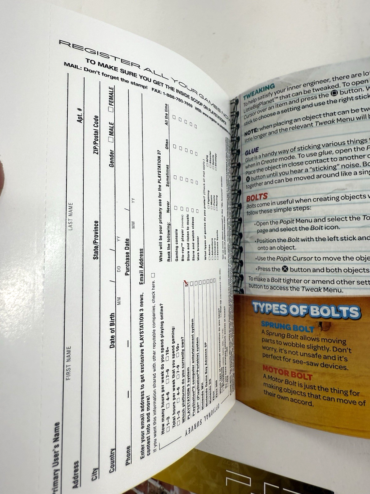 LittleBigPlanet (Sony PlayStation 3, 2008) Game Case Manual Registration Insert