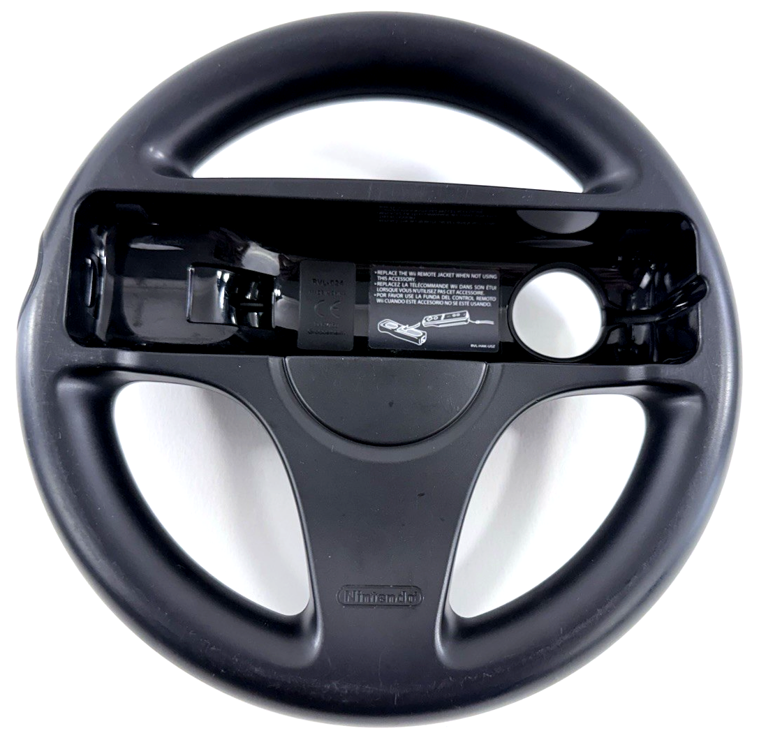 Nintendo Wii Black Steering Wheel Controller Attachment RVL-024 (Set of 2)