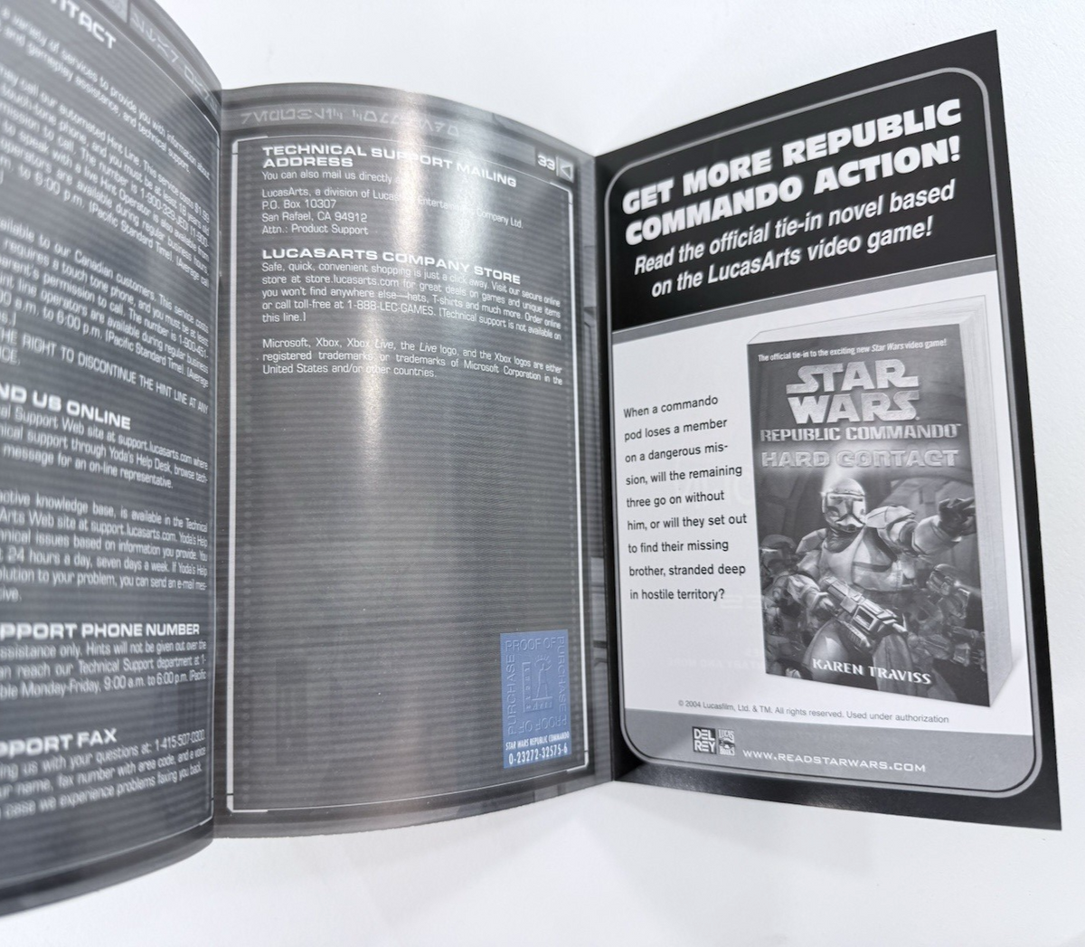 Star Wars: Republic Commando (Xbox, 2005) Game Case Manual Registration - Tested