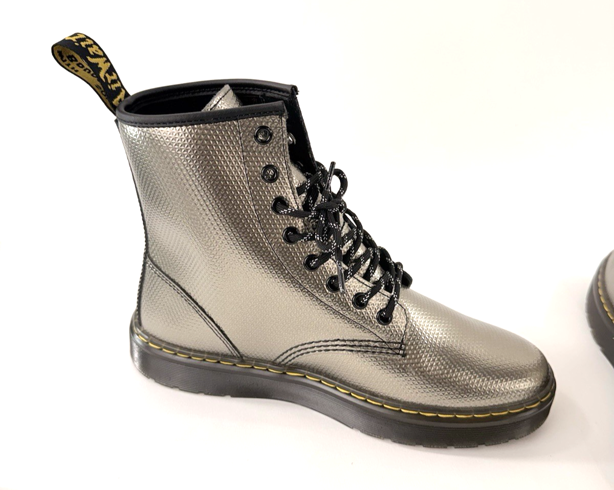 Doc Martens Zavala Metallic Textured Leather 8-Eye Unisex Boots Men's US Size 8
