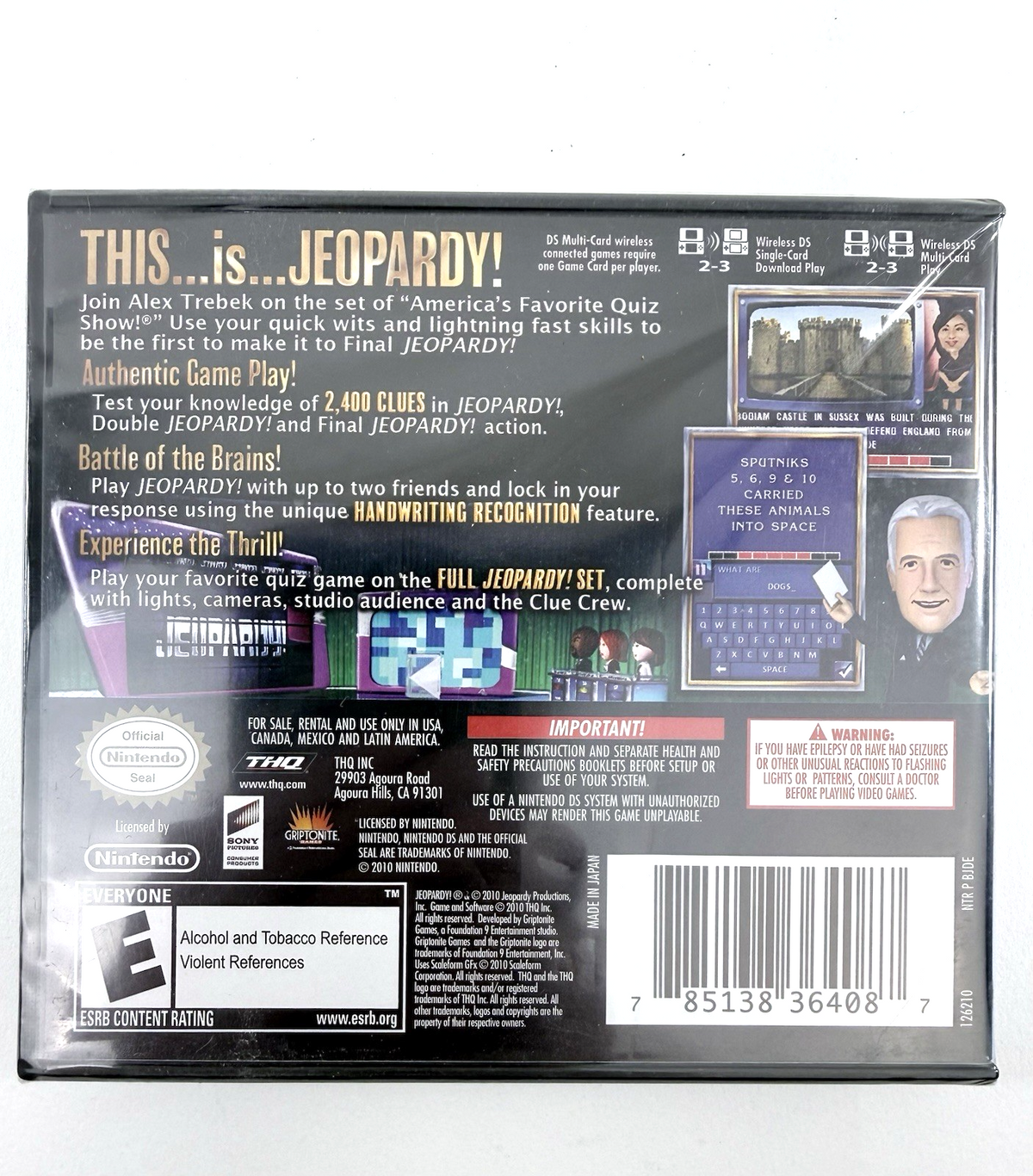 Jeopardy (Nintendo DS, 2010) New, Factory Sealed Alex Trebek Quiz Game