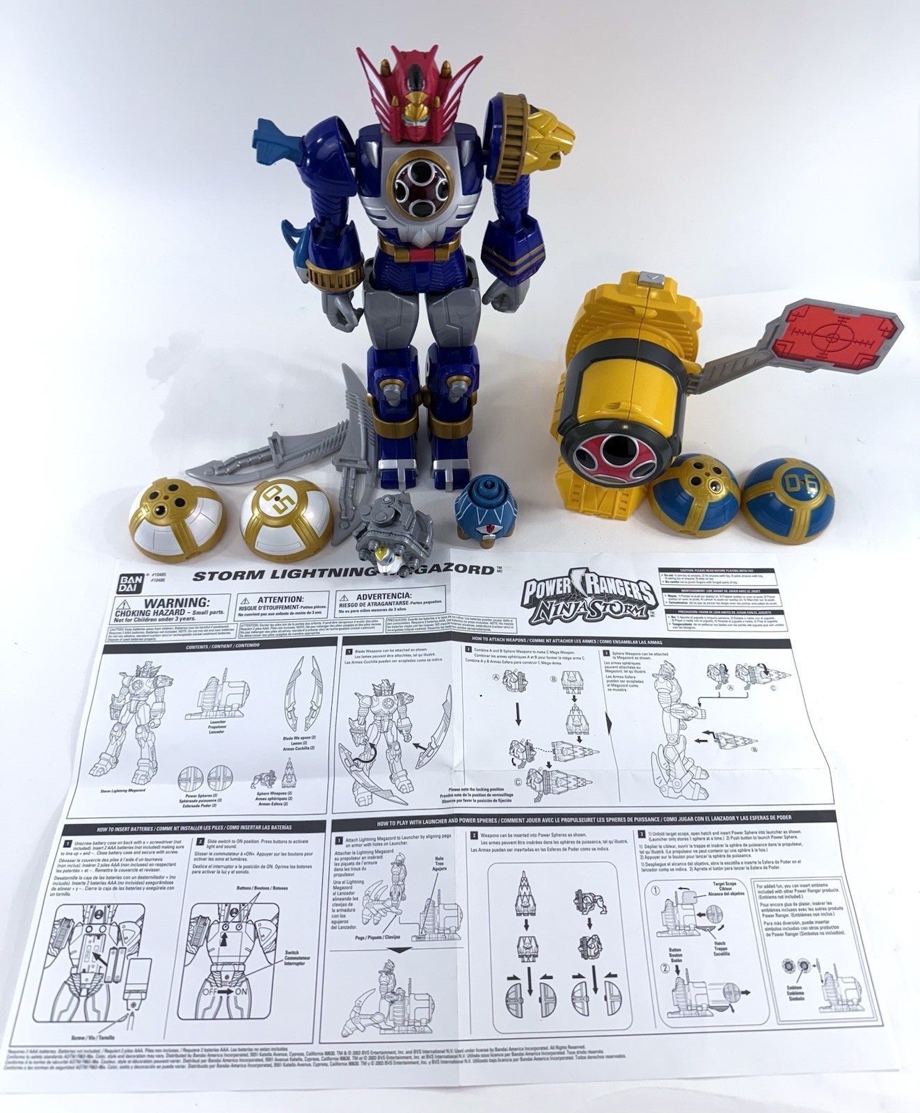 Bandai 2003 Power Rangers Ninja Storm 10" Lightning Megazord with Accessories