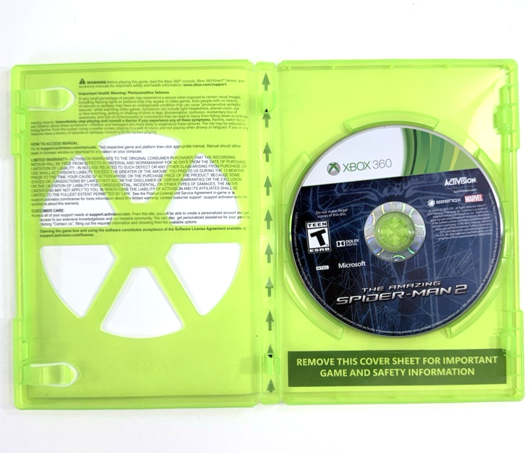 The Amazing Spider-Man 2 (Microsoft Xbox 360, 2014) Game and Case - Tested