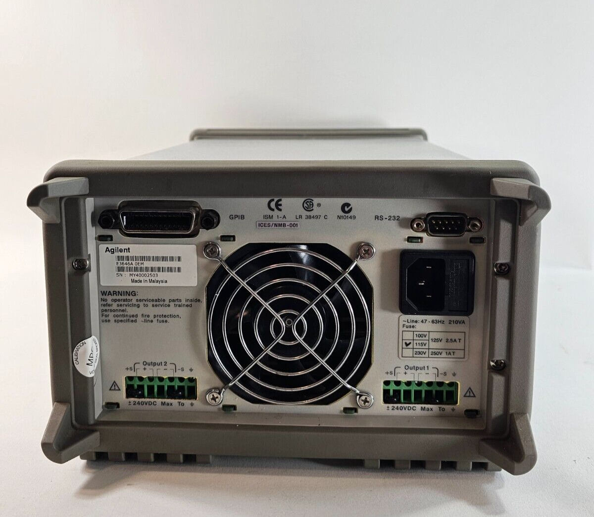 Agilent E3646A Dual Output DC Power Supply 0-8V,3A/0-20V,1.5A - Tested - 2503
