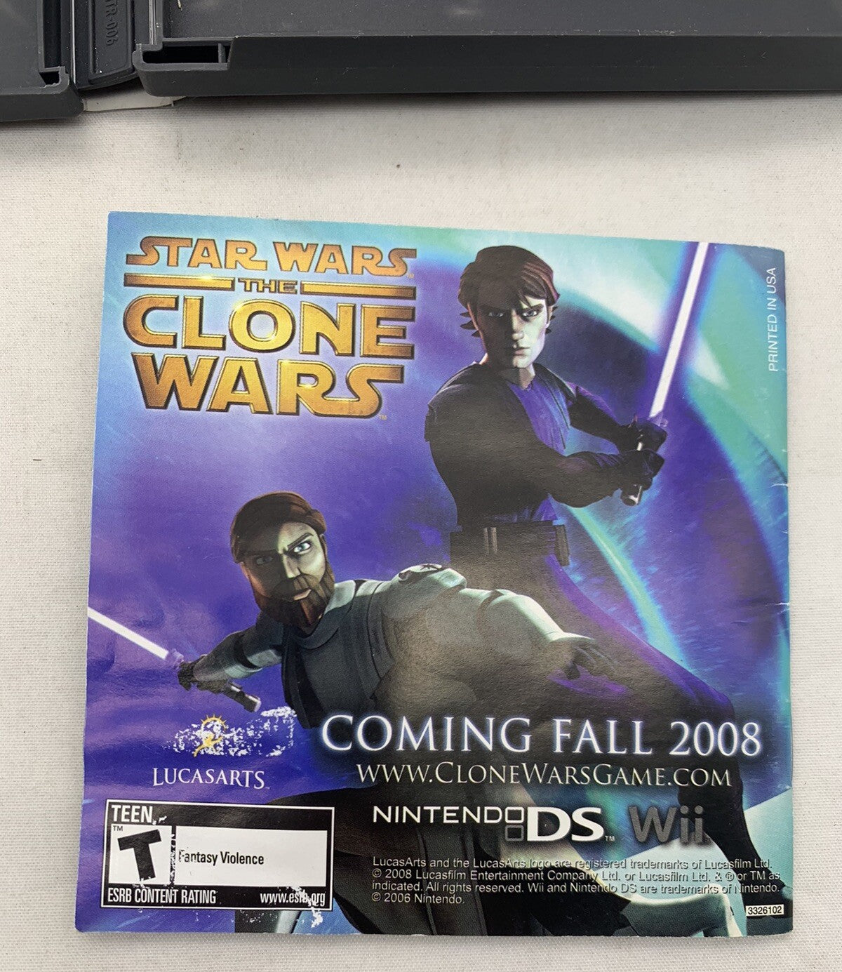 Star Wars: The Force Unleashed (Nintendo DS, 2008) Case Manual Insert - No Game