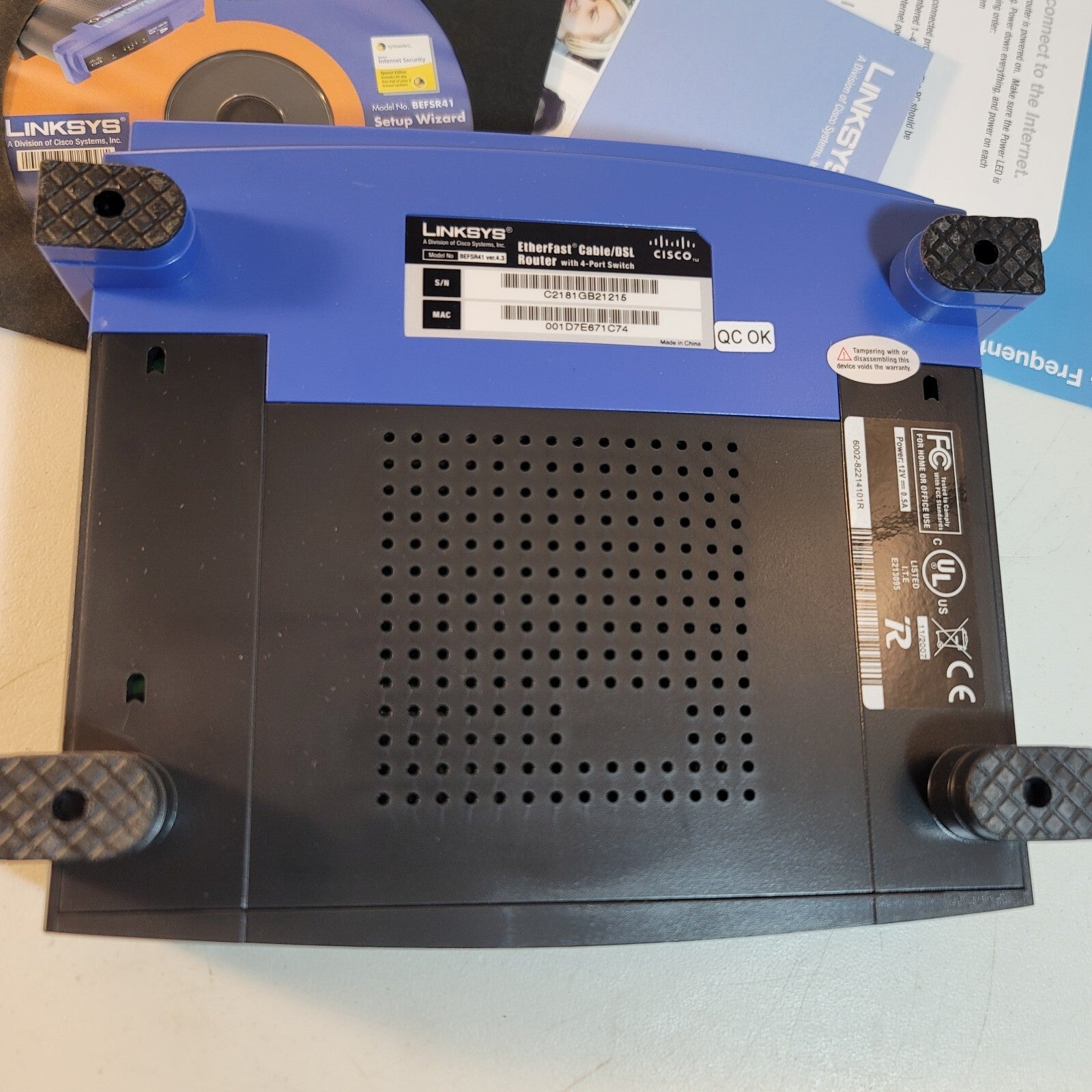 Linksys BEFSR41 4-Port 10/100 Wired Router (BEFSR41 v4)