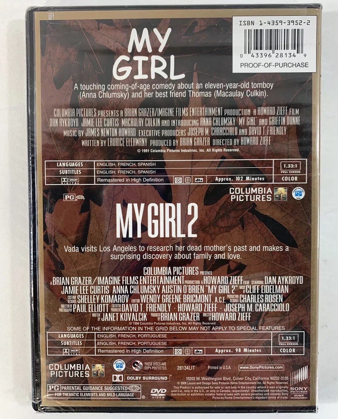 The My Girl Collection: My Girl & My Girl 2 (DVD 2-Disc Set, 2008) New, Sealed