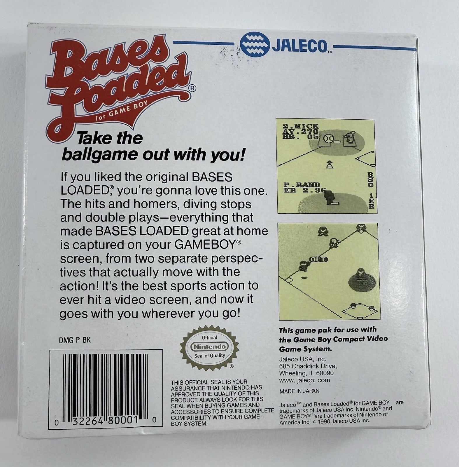 Bases Loaded (GameBoy, 1990) Game Box Manual Inserts Poster Registration -Tested