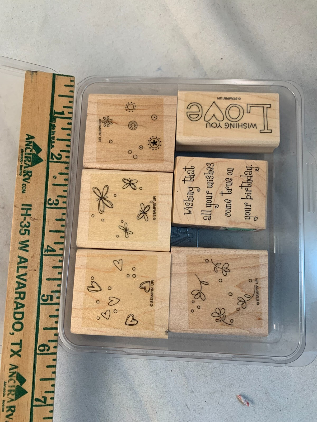 Stampin Up (Lot of 6) Best Wishes Stamps (hearts, flowers, wishes )