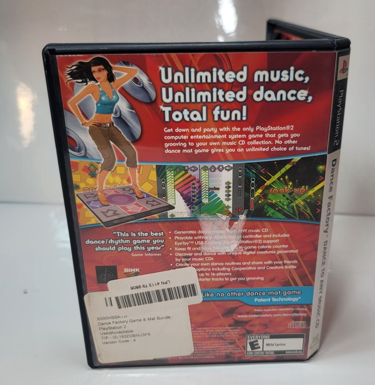 Dance Factory (Sony PlayStation 2, 2006) w/Pelican Dance Mat & Eye-Toy Sensor