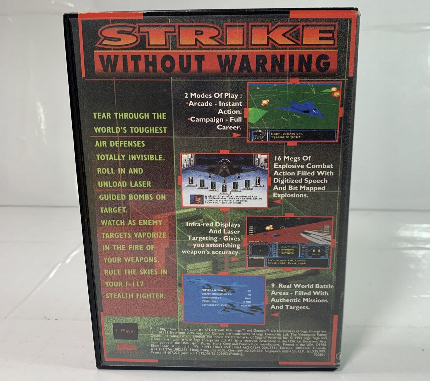 F-117 Night Storm (Sega Genesis, 1992) Game and Case - Tested and Working
