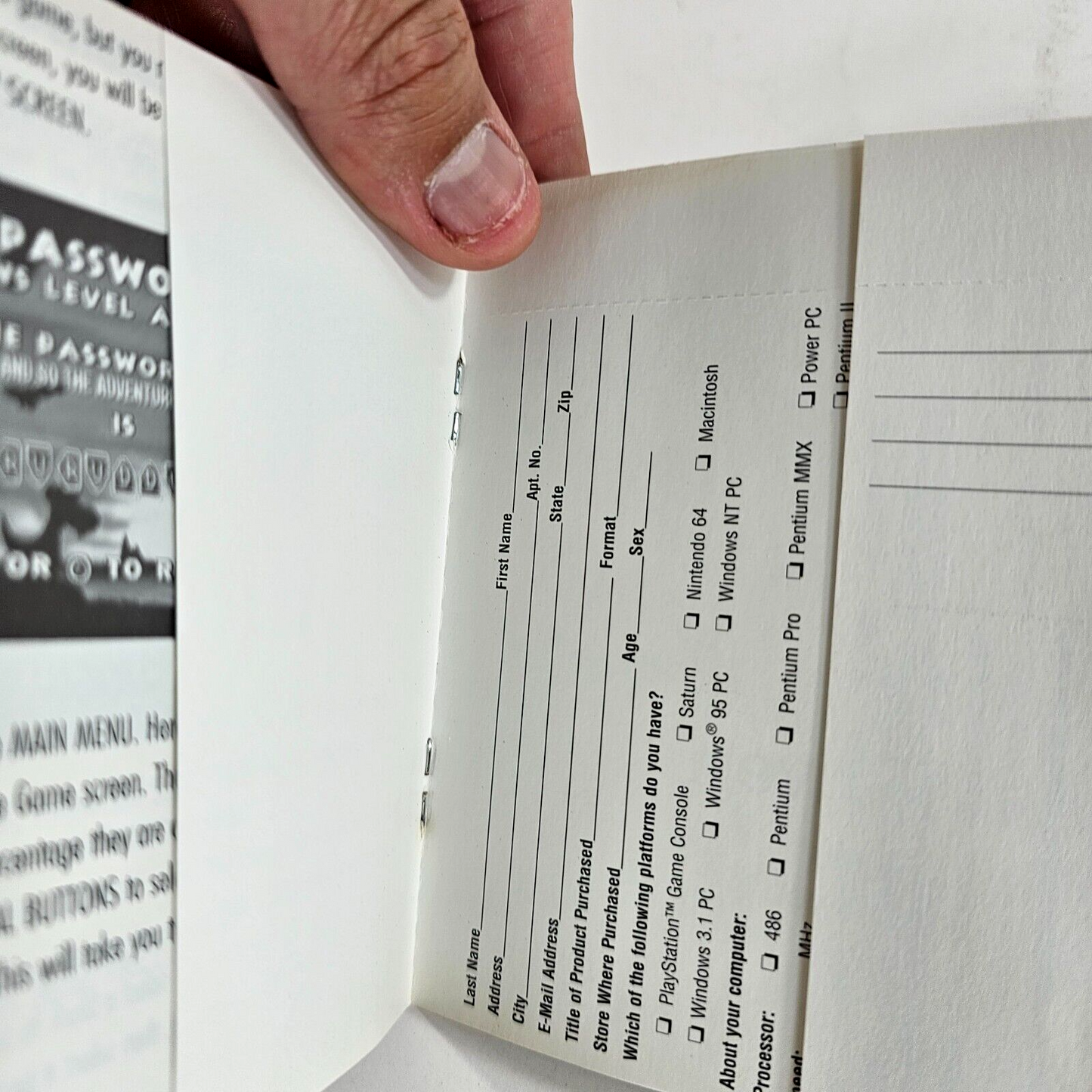 Croc: Legend of the Gobbos (PlayStation 1, 1998) Game Case Manual Registration