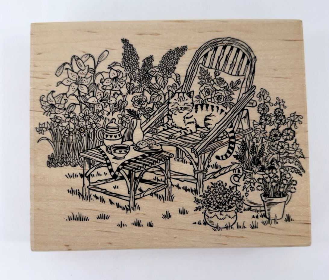 Embossing Arts Co. 1996 276-S Cat Nap Wood Mounted Large Rubber Stamp