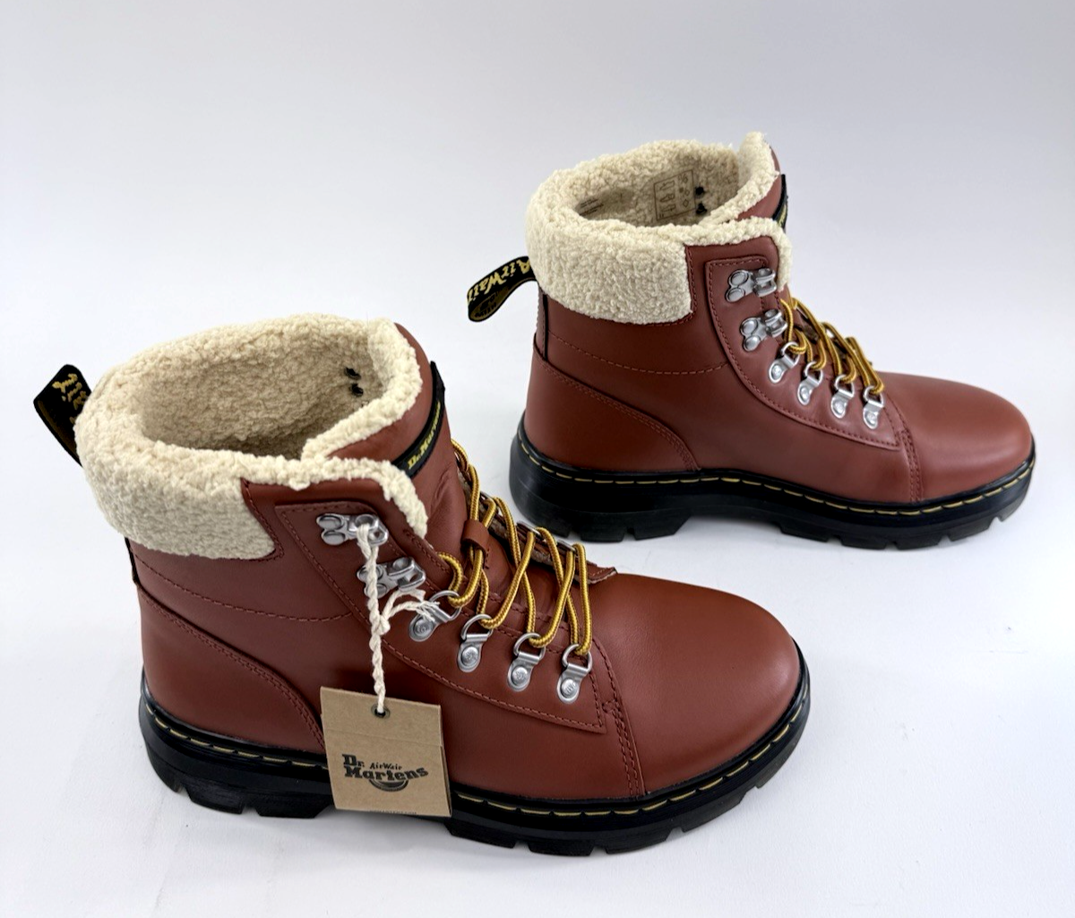 Doc Martens Combs W Leather Faux Fur-Lined Womens 9 Tan Air Wair WarmWair Boots