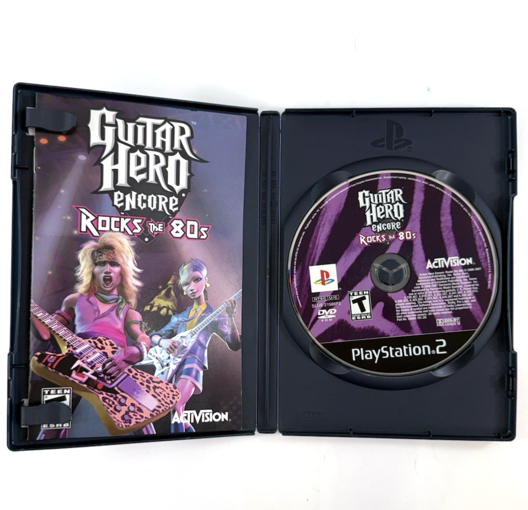 Guitar Hero Encore: Rocks the 80s (Sony PlayStation 2, 2007) Game, Case, Manual